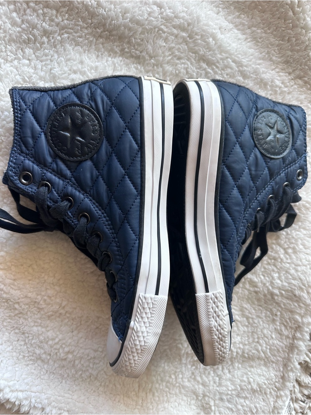 All Stars Converse Quilted High-Top Sneakers in Navy with Black Laces